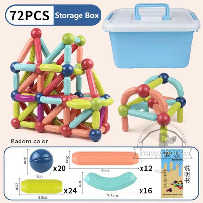 Magnetic Building Blocks Set – Montessori Educational Stick & Rod Constructor Toys for Kids Boys & Girls