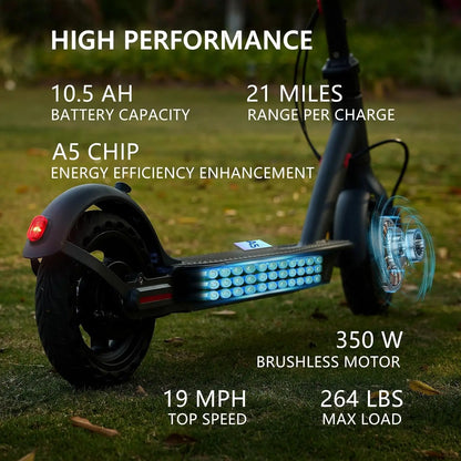 G5.0 Electric Scooter 36V — 10.5Ah Battery, 21-Mile Range, 19MPH, 350W Motor, 8.5-Inch Tires, Foldable E-Scooter