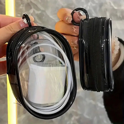 Portable Mini Clear Zipper Storage Bag Keychain – Cartoon Doll Toy, Mystery Box Organizer for Earphones, Chargers, Gift Bag for Kids