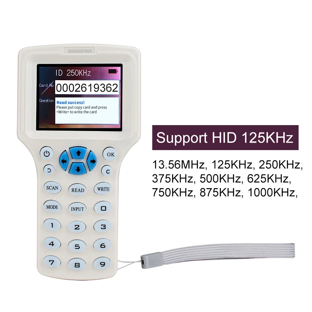 RFID Copier & USB Programmer – 125KHz & 13.56MHz NFC 10-Frequency Card Reader, Duplicator & UID Decoder