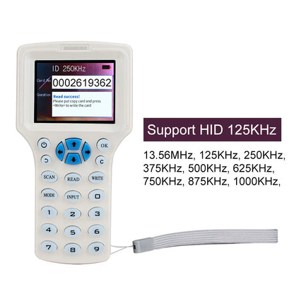 RFID Copier & USB Programmer – 125KHz & 13.56MHz NFC 10-Frequency Card Reader, Duplicator & UID Decoder