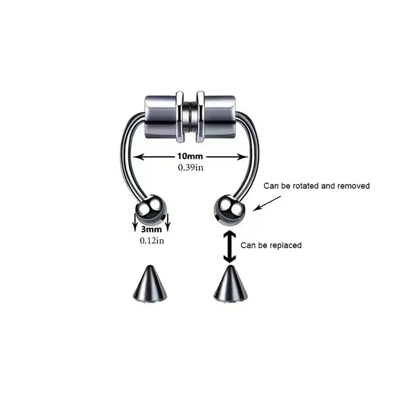 Non-Piercing Magnetic Septum Nose Ring Set - Stainless Steel Hoop for Women, Reusable Fake Nose Jewelry (1-3Pcs)