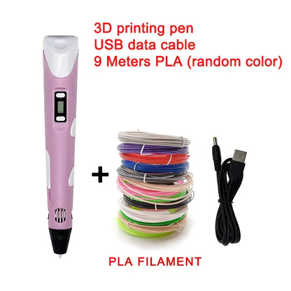 USB 3D Printing Pen – 9M PLA Children’s 3D Drawing & Graffiti Pen, Smart DIY Art Toy for Gifts