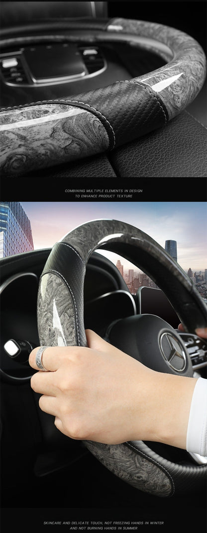Peach Wood Grain Car Steering Wheel Cover — Non-Slip, Four Seasons, Fits 14.5-15" Wheels