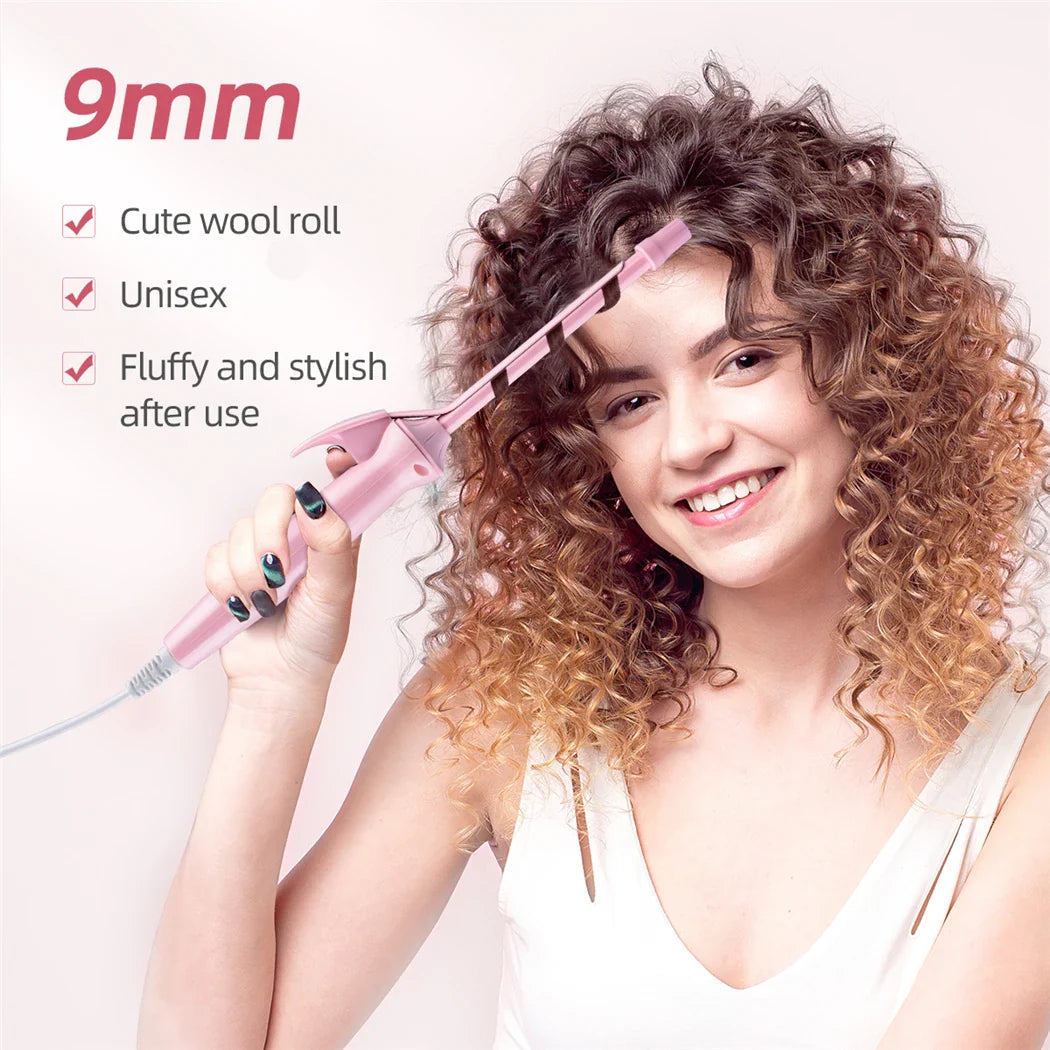Style with Precision: CkeyiN Mini 9mm Hair Curling Iron - Professional Ceramic Electric Curler Wand for Salon-Quality Curls
