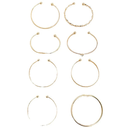 8Pcs Fashion Twist Texture Crystal Geometric Bangle Bracelet Set for Women – Statement Jewelry Accessories