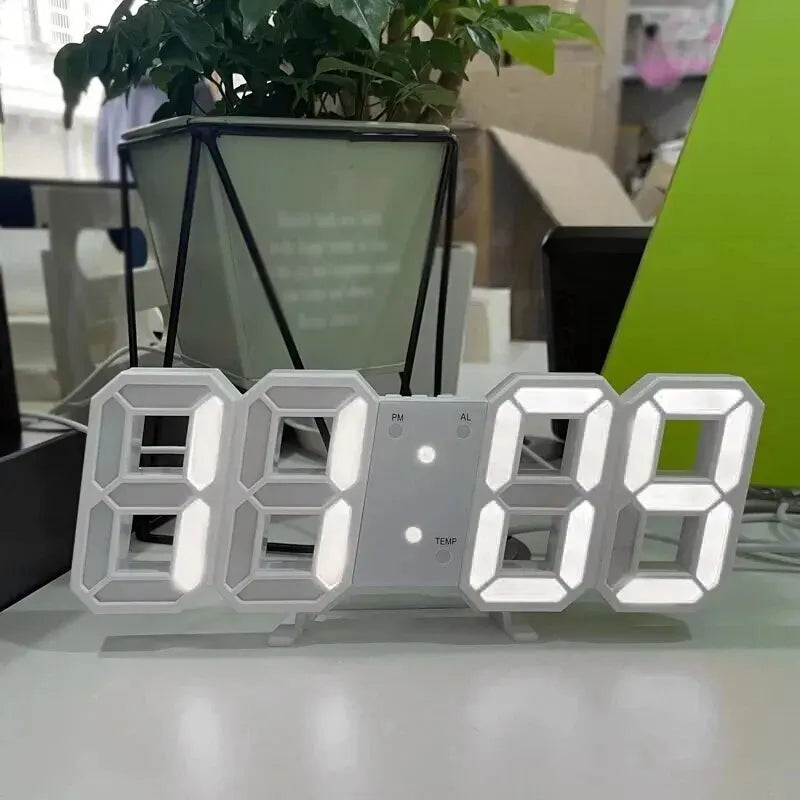 3D LED Digital Wall Clock – Luminous Multifunctional USB Plug-In Electronic Clock for Home Decoration