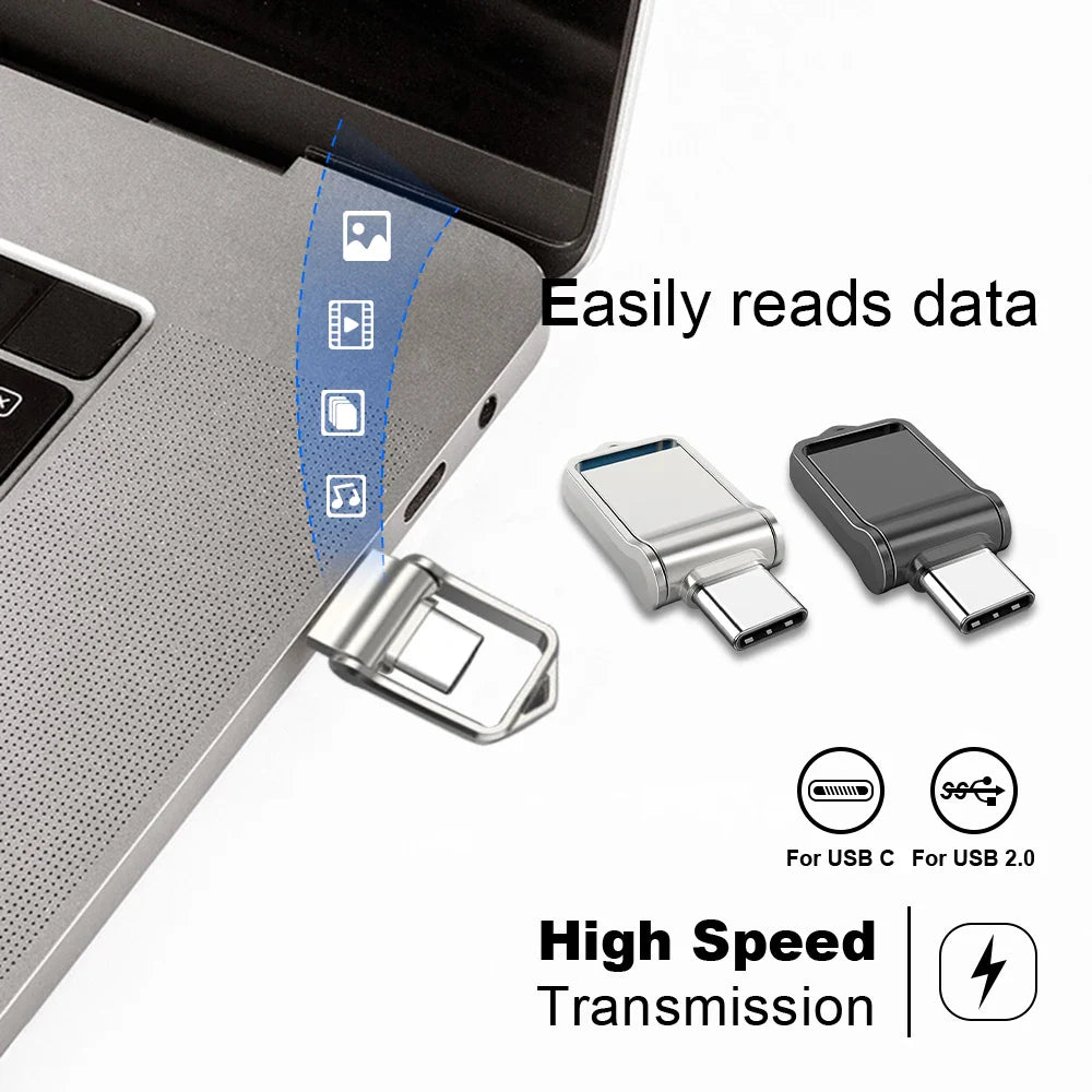 OTG Type-C Pen Drive – Mini Metal USB Memory Stick 32GB to 128GB for Smartphones & Huawei