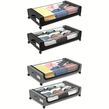 Underbed Storage Lockers with Wheels — Pull-Out Containers for Shoes & Clothes, Space-Saving for Dorms & Bedrooms