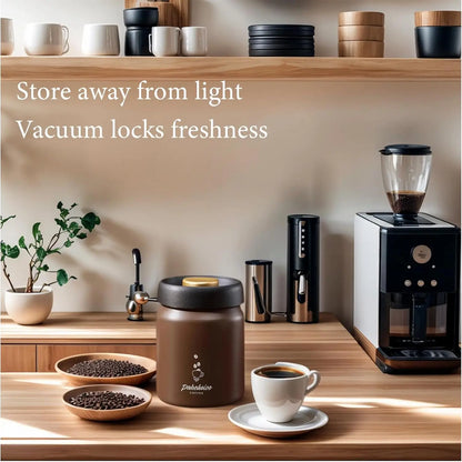 Vacuum Coffee Bean Storage Container - Stainless Steel Airtight Canister for Coffee, Spices & Food