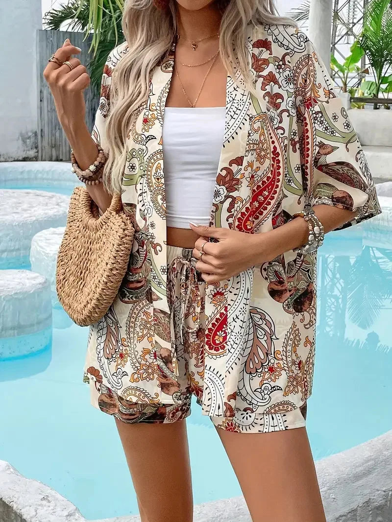 2025 Women’s Casual Printed Short Pants Set – Loose Summer Two-Piece Outfit for Women