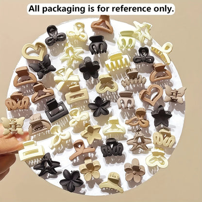 Beige Mini Hair Clips - Cute Mixed Pack for Girls, Daily Wear & Travel