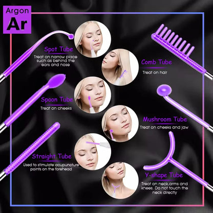 6-in-1 High Frequency Facial Machine — Touch Panel Electrotherapy Wand for Hair, Face, Acne & Skin Care Treatment