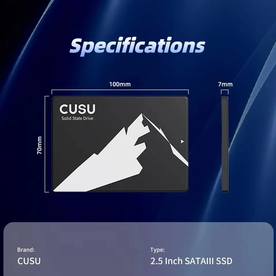 CUSU 2.5" SATA SSD – 128GB/256GB/512GB/1TB/2TB Solid State Drive for Laptop & PC