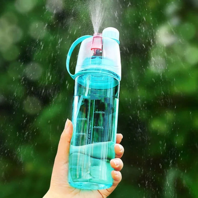 600ml Creative Spray Water Bottle - Portable Atomizing Drinkware for Outdoor Sports and Gym Hydration