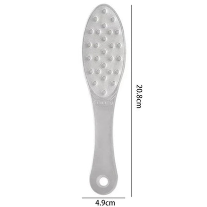 Stainless Steel Foot Scraper - Double-Sided Metal Foot File, Professional Callus Remover for Wet or Dry Skin, Pedicure Heel Tool