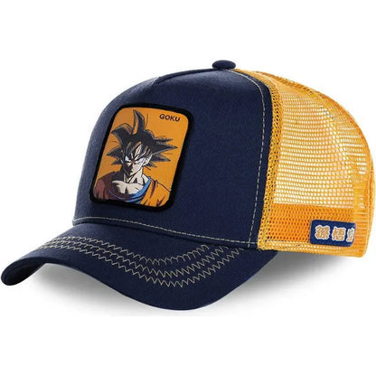 Dragon Ball Son Goku Trucker Cap - Embroidered Adjustable Mesh Sun Visor Hat for Men Summer Travel