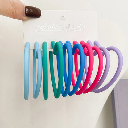 5-Pair Y2K Acrylic Hoop Earrings Set – Lightweight Dopamine Color Jewelry for Women Gift