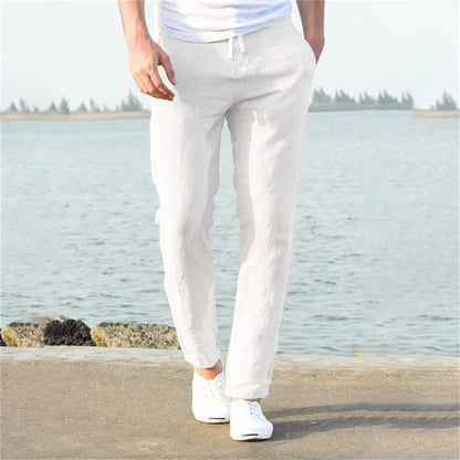 Men's Cotton Linen Pants – Breathable Solid Color Trousers for Autumn, Fitness & Streetwear, S-3XL