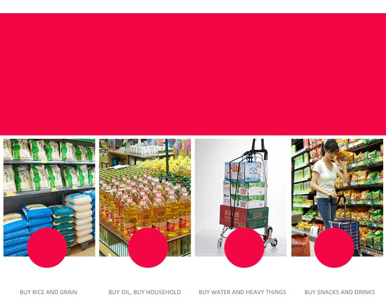 Portable Aluminum Alloy Grocery Cart – Folding Trolley with Large Capacity, Lightweight & Step Climbing Design
