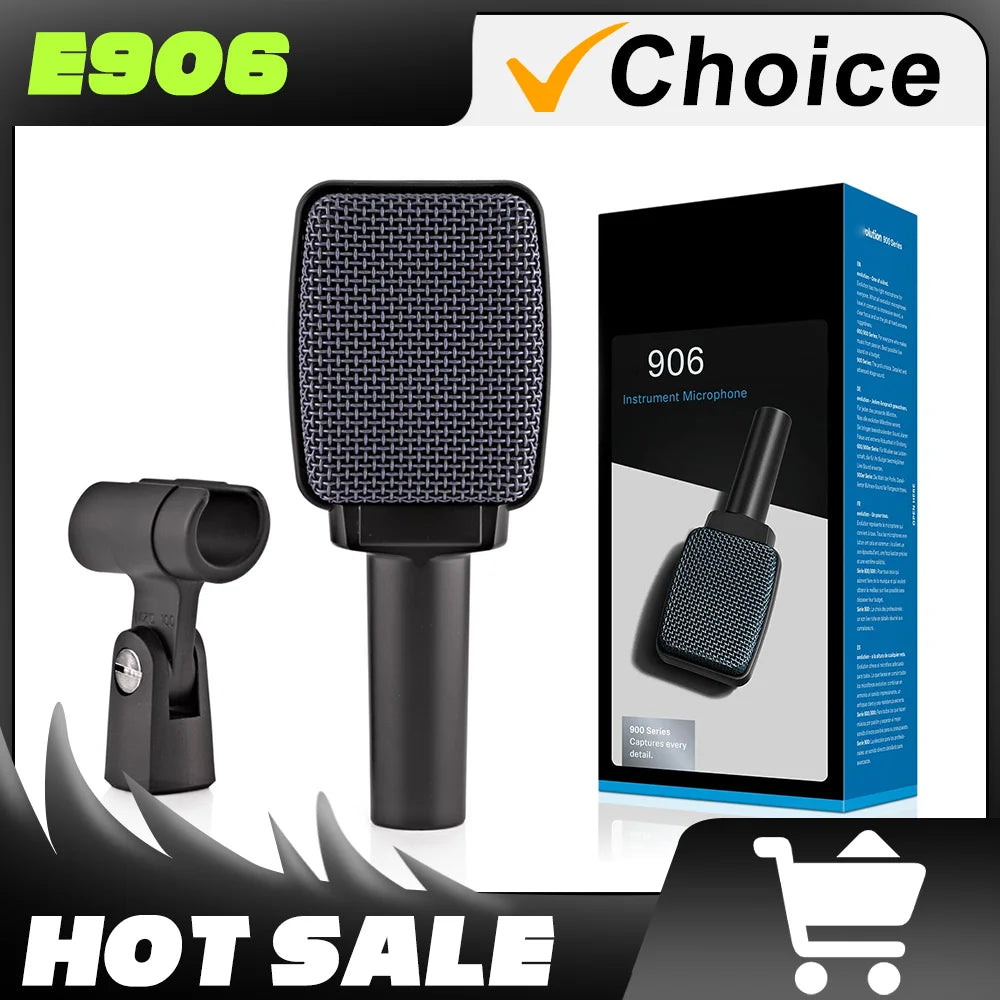 High-Quality E906 Super-Cardioid Microphone – Cardioid Instrument Microphone with Clamp, Hot Selling