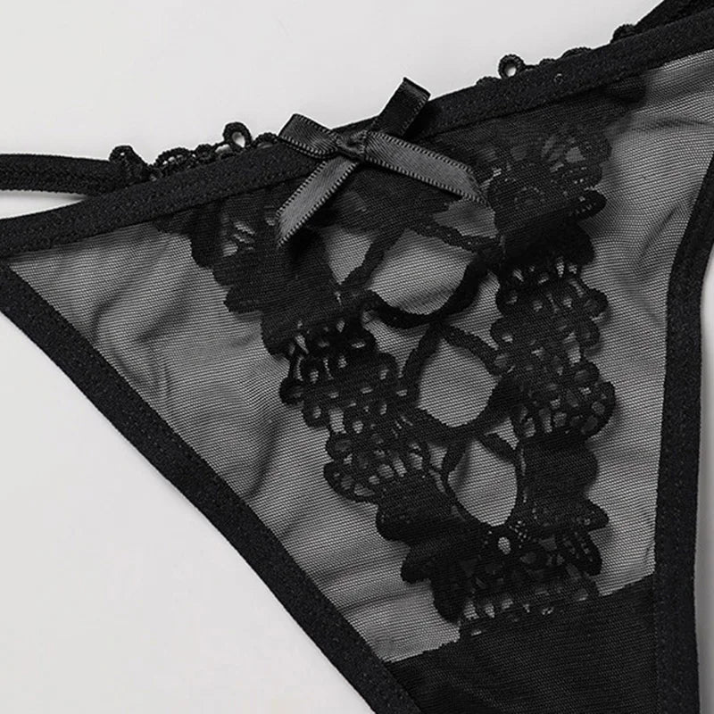 Women Lace G String Thong Panties - Sexy Transparent Low Waist Hollow Out Lingerie Briefs S-XL