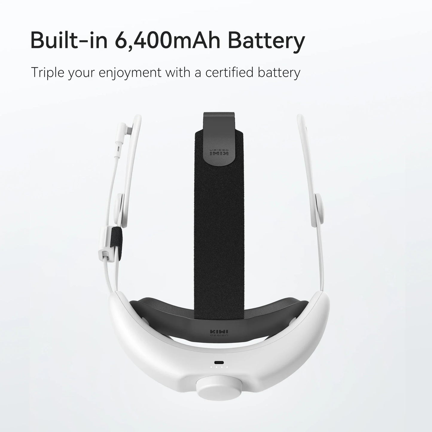 KIWI Design 6400mAh Battery Head Strap - Power-Enhancing Compatible Accessory for Meta Quest 3 (Not for Our Charging Stand)
