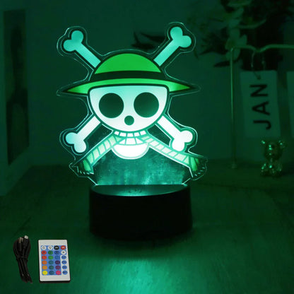 One Piece Luffy Zoro Action Figures 3D LED Lamp – Anime PVC Model Toy Night Light for Kids & Christmas Gift