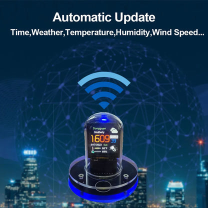 DIY Nixie Tube Clock Smart WiFi Cyberpunk Style Digital Glow Table Clock with Auto Time Update & Visual Display
