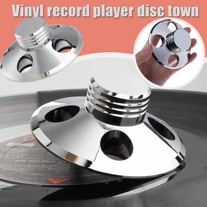Metal Record Stabilizer Clamp — LP Vinyl Turntable Weight Pad for Noise Reduction