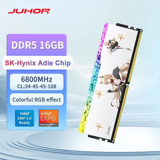 JUHOR DDR5 RGB Gaming Memory – 16GB 6800MHz RAM for Desktop PC