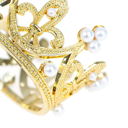 Mini Pearl Crown Cake Topper – Romantic Garland & Hair Ornaments for Birthdays, Weddings & Parties