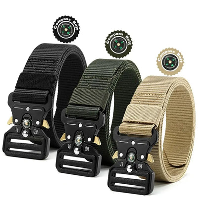Men's Tactical Multi-Function Belt: Army Outdoor Hunting Compass, Combat Survival Marine Corps Canvas Nylon Luxury Accessory