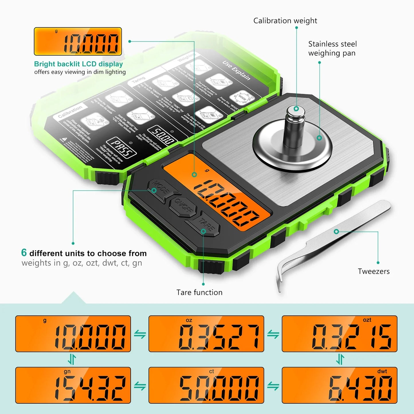 Brifit 0.001g Precision Digital Pocket Scale – 50g Mini Milligram Scale with Calibration Weights