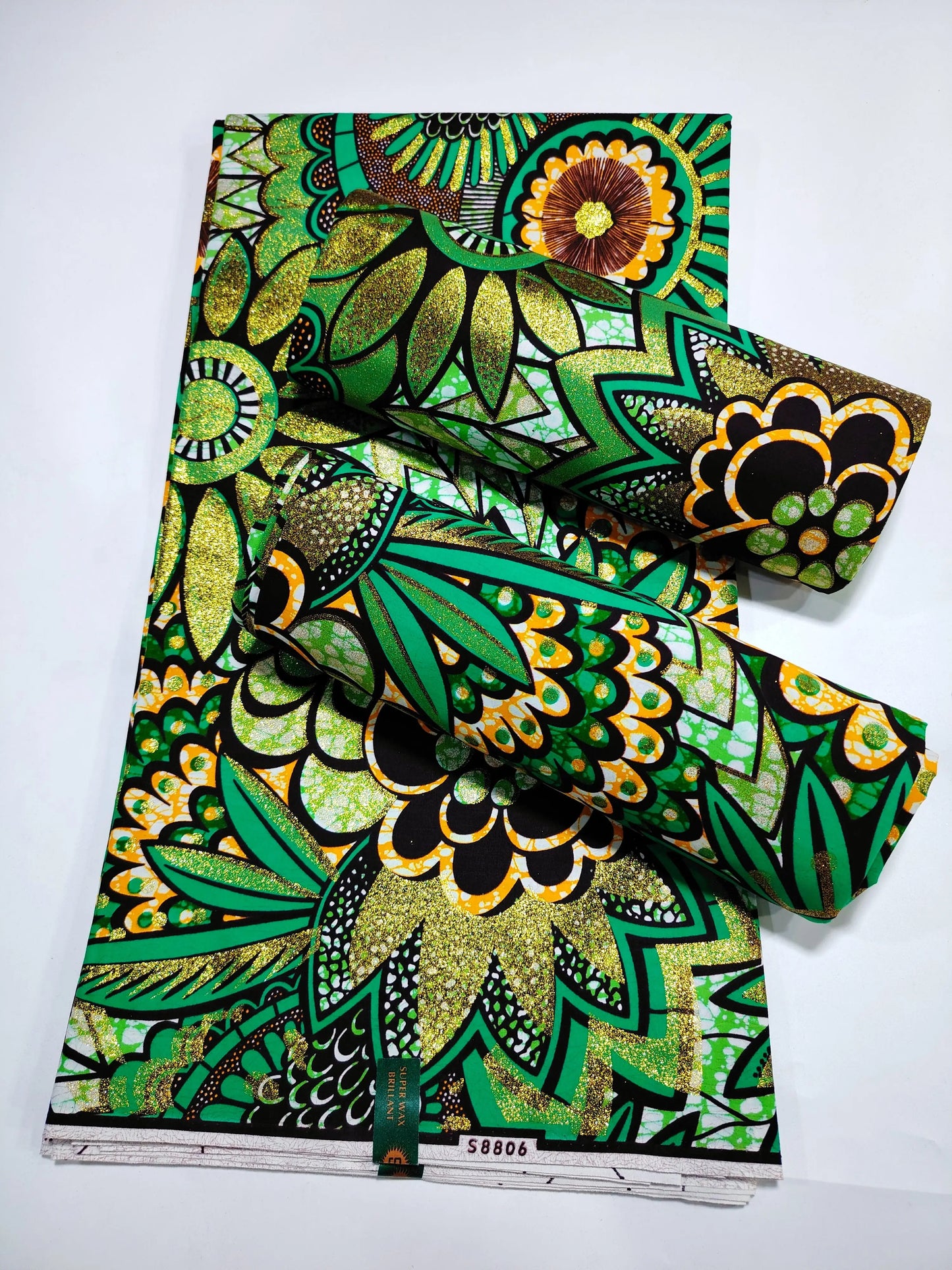 Grand Super Ankara Wax Fabric - Original 100% Cotton Glitter Batik Pagne 6 Yards Nigerian Party Dress Sewing Material