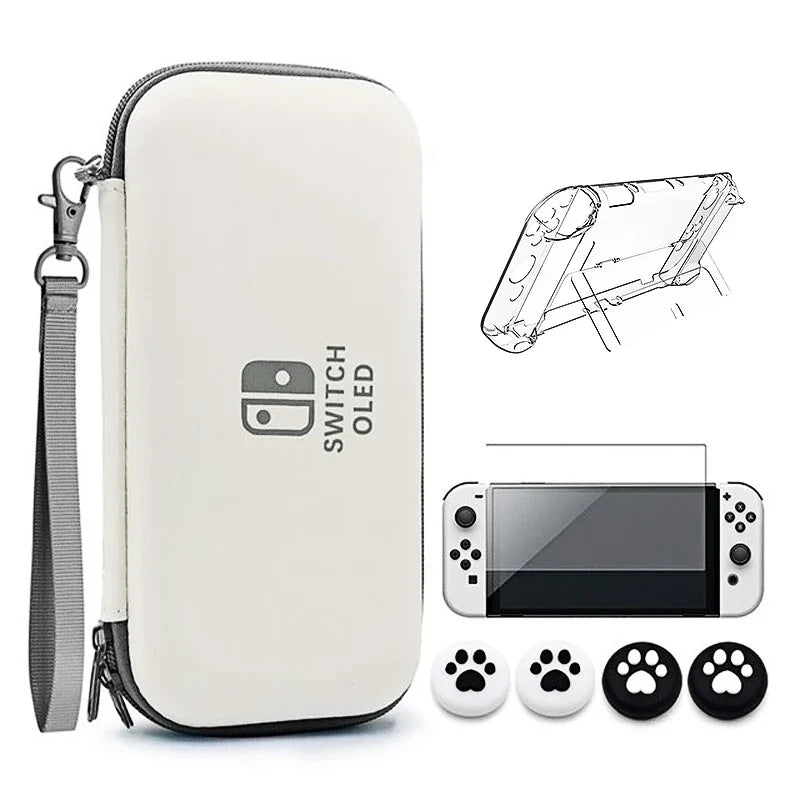 7-in-1 Nintendo Switch OLED Crystal Shell Case Kit: Storage & Carrying Accessories
