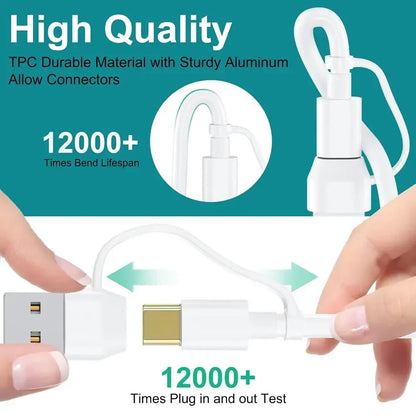 4-in-2 Multi Charging Cable for iPhone 15, Type-C, Micro USB – Wireless Charger for Apple Watch Ultra SE/9/8/7/6/5/4