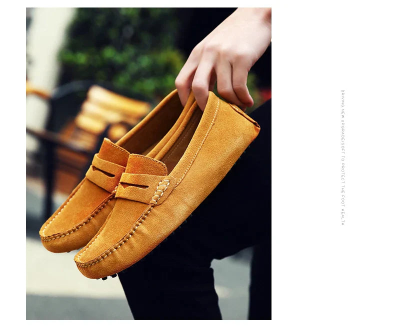 Men's High-Quality Leather Loafers – Casual Moccasins Slip-On Flats, Fashion Driving Shoes, Size 38-49