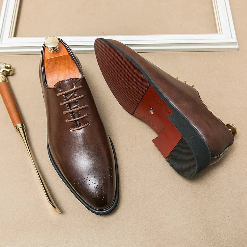 Luxury Men’s Leather Oxford Dress Shoes – High-Quality Gentleman Wedding & Office Shoes 2024