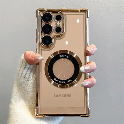 MagSafe Plating Phone Case – Shockproof Clear Magnetic Cover for Samsung Galaxy S25/S24/S23/S22 Ultra, S21 Plus, FE 5G, Note 20