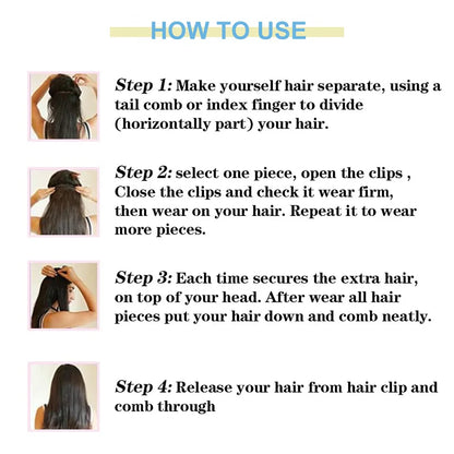 Kinky Straight Clip-In Hair Extensions – 100% Real Human Hair, Natural Black, 8 Pcs/120g, Full Head Brazilian Remy