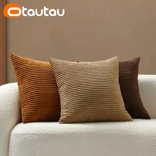 OTAUTAU Cotton Corduroy Cushion Cover – Throw Pillowcase Without Insert, Multiple Sizes 30x50–60x60 cm, KD024