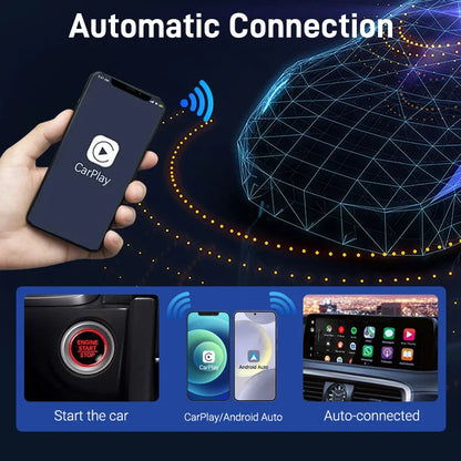 2025 2-in-1 Wired to Wireless CarPlay Adapter – Android Auto Smart Box, Plug & Play, Universal with OTA Update