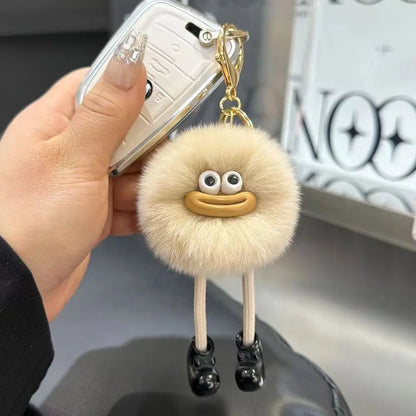 Cute Big Eyes Plush Keychain – Cartoon Briquettes Car & Bag Pendant Style