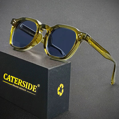 CATERSIDE Retro Punk Square Sunglasses – 2-Piece Fashion Set for Men & Women, Party & Festival Gift Glasses