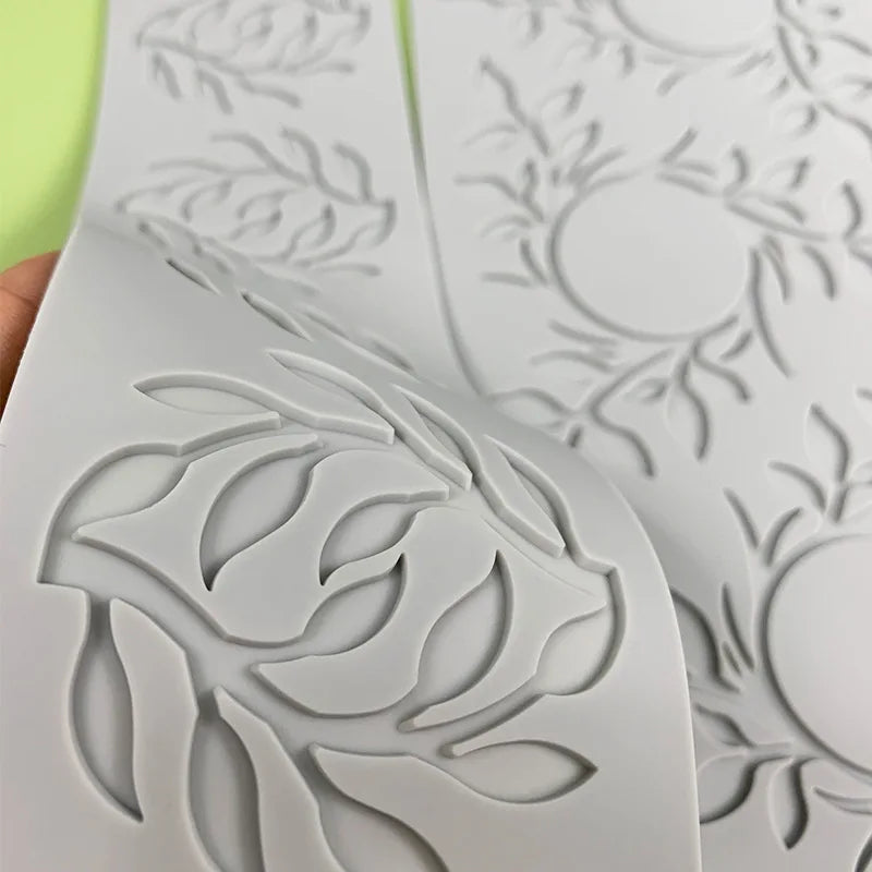 Unique Leaf Circle Ring Sugar Flipping Lace Pad - Tree Branches Vegetable Western Food Decoration - Molecular Cuisine Baking Silicone Mold