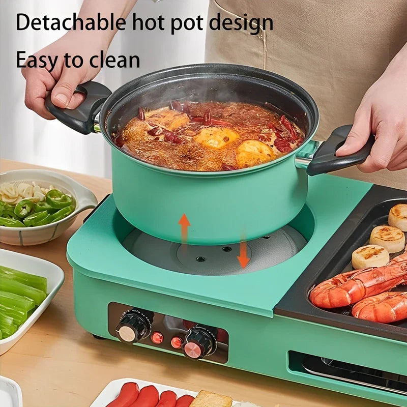 Multifunctional 3-in-1 Electric Grill — Smokeless Korean BBQ, Hot Pot & Non-Stick Baking Pan Multi-Cooker