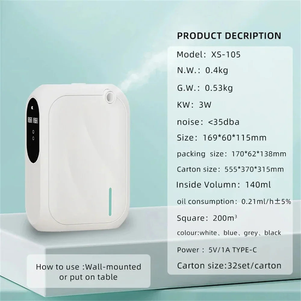 Aroma Diffuser Scent Machine – Bluetooth APP-Controlled Fragrance Distributor with 200m³ Coverage for Home