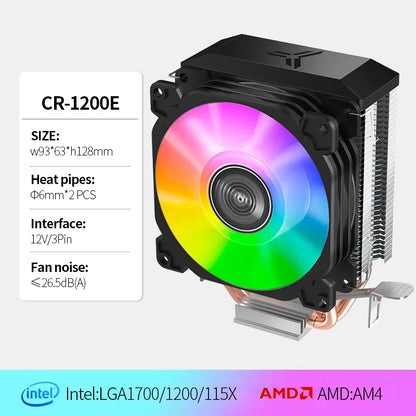 Jonsbo CR1200 CPU Cooler – 2 Heat Pipe Tower with RGB Light & 9cm Fan for Intel & AMD