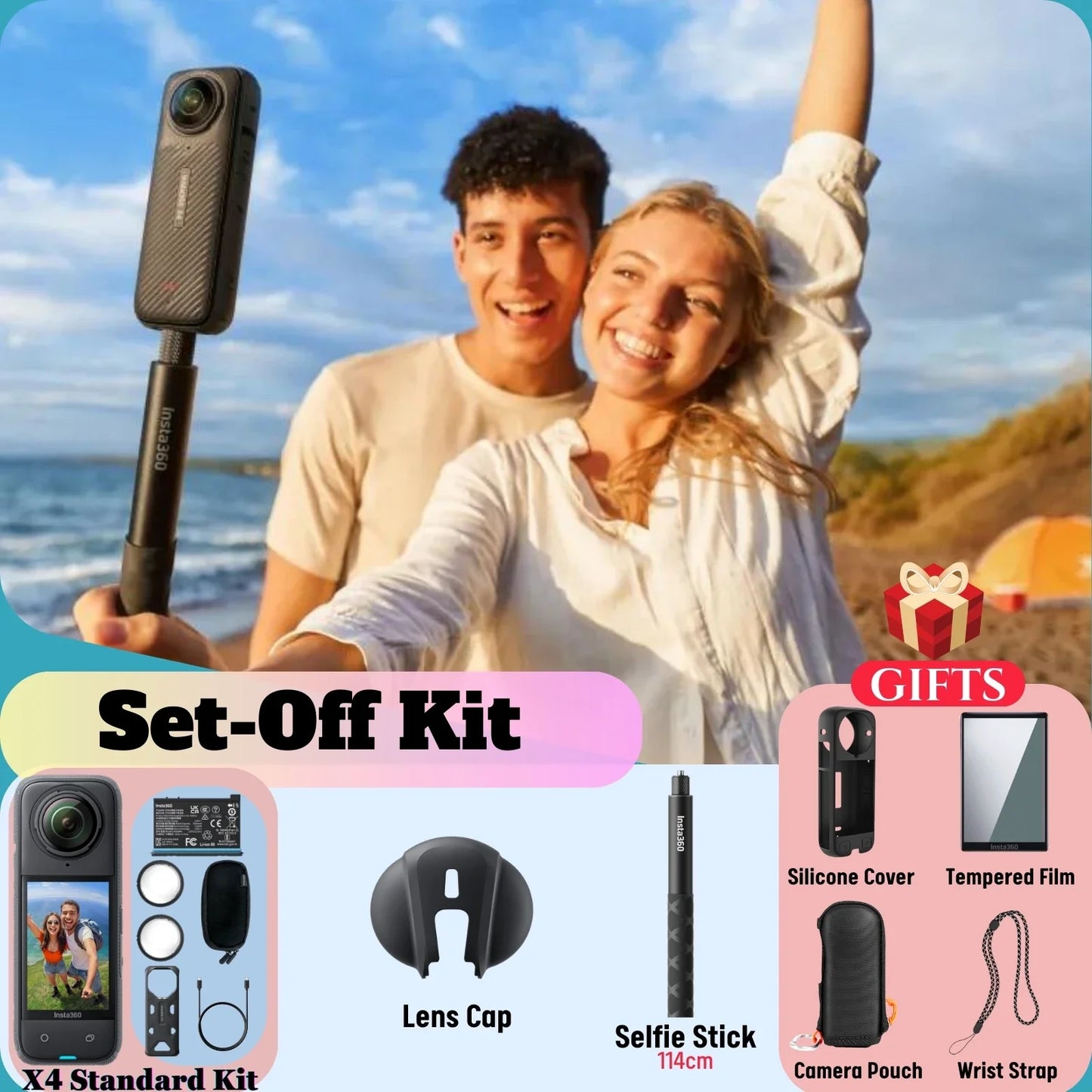 Insta360 X4 8K 360 Action Camera – 72MP, Active HDR, Waterproof, AI Powered with 2.5'' Touchscreen